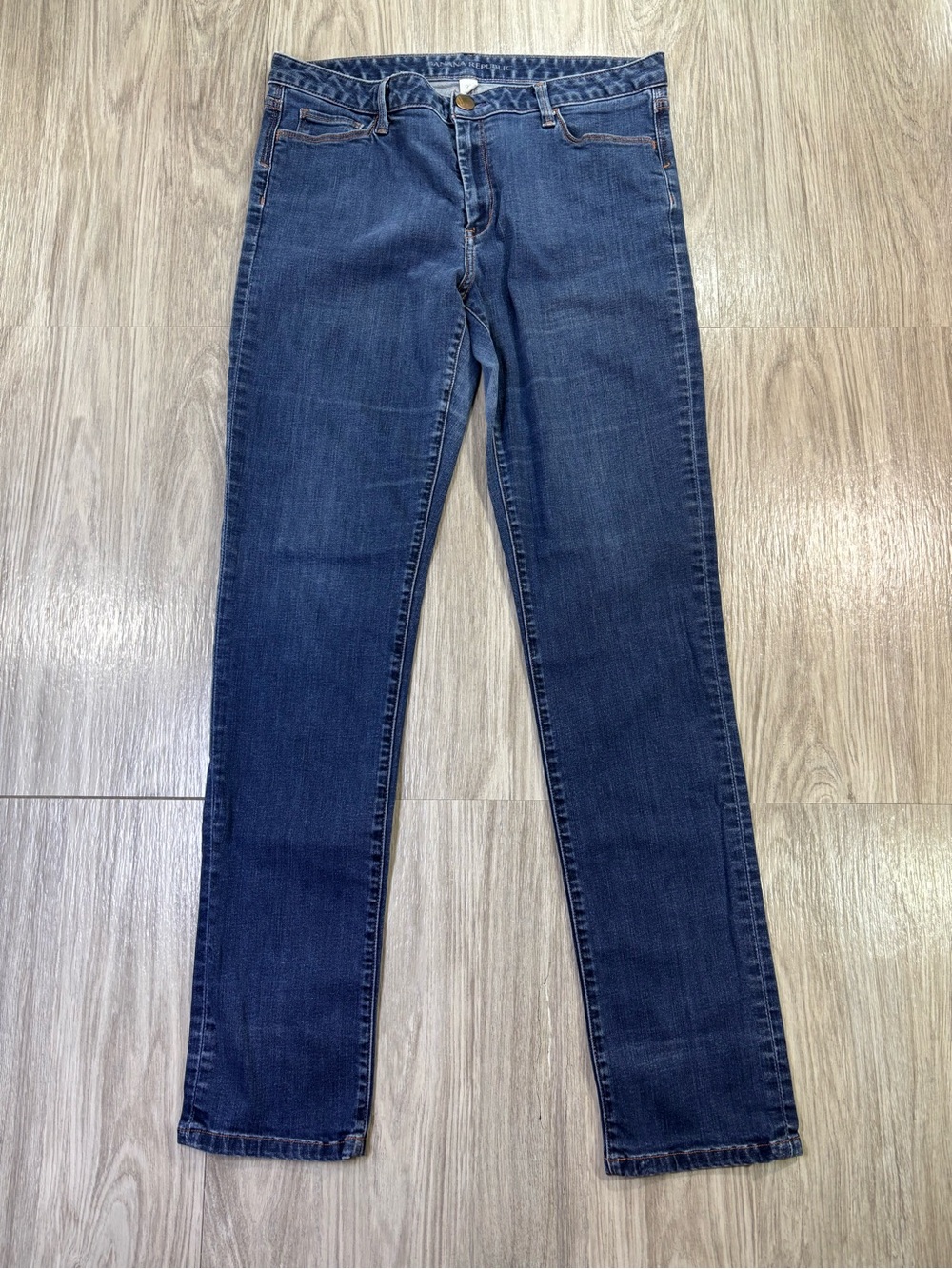 Banana Republic Womens Mid Rise Skinny Jeans Size 31 Blue Denim Cotton Dark Wash